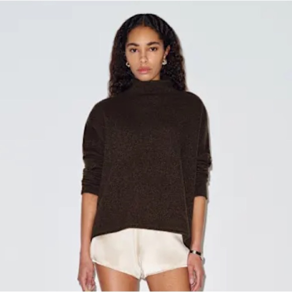 Trista Cashmere Mock Neck Sweater in Compost